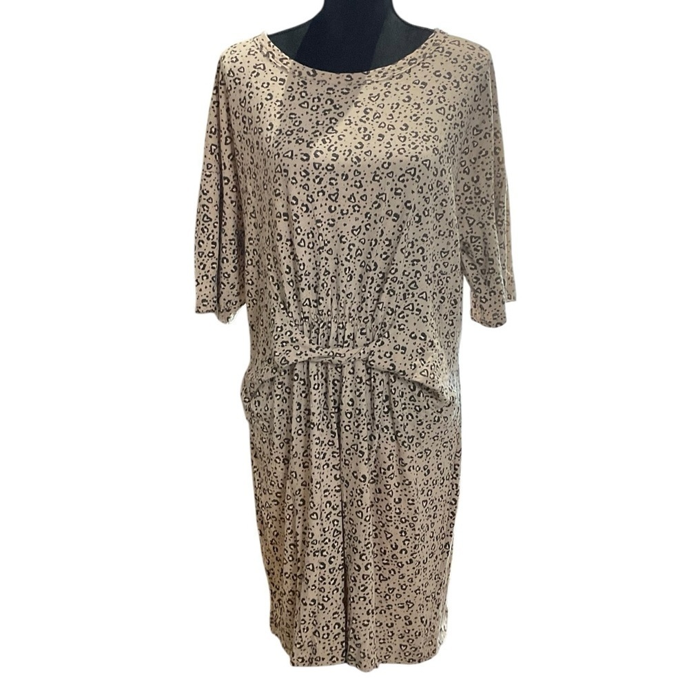 Aerie Tan Leopard Print Midi Dress